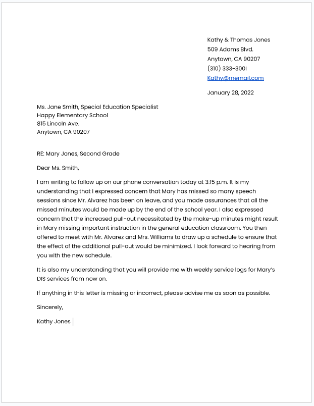 Request Written Confirmation Template